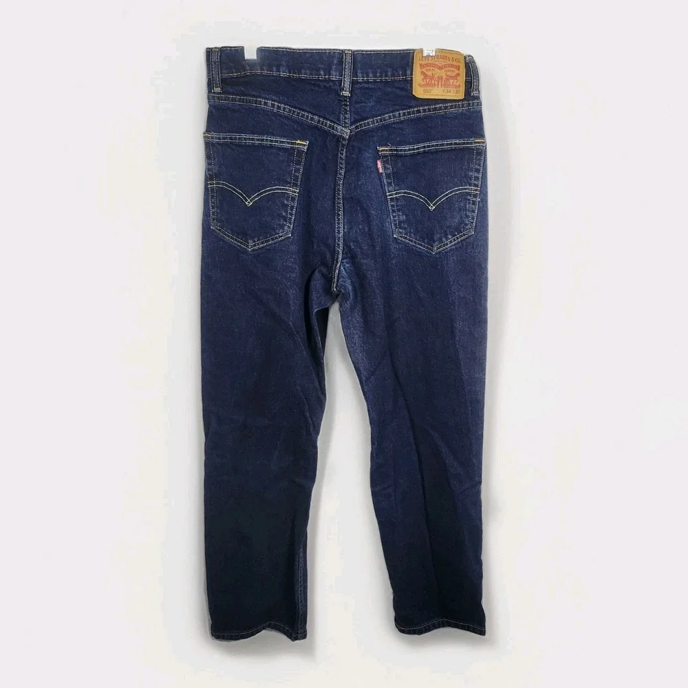 Levis 550 Jeans Mens 34x30 Blue Dark Wash Relaxed Fit Taper Classic Denmin